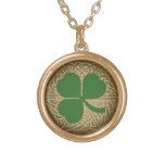 Collier vert de pendentif de noeud du shamrock w/C