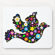 Colombe de fleurs d'été tapis de souris