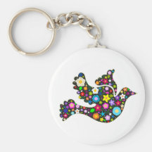 Colombe florale des fleurs porte-clés