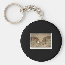 Combat de cerfs communs porte-clefs