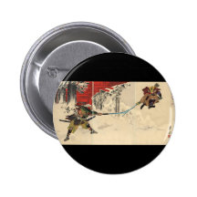 Combat de samouraïs dans la neige circa 1890 badges