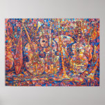 Composition avec la peinture d'instruments de musi affiches