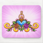Conception bleue de roses de coeur tapis de souris