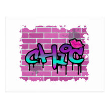 conception chic de graffiti carte postale