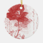 Conception de carte postale de rose rouge ornement