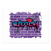 conception de graffiti de biotch carte postale