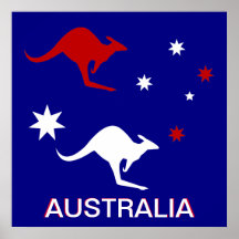 Conception de kangourou de l'Australie et de croix Posters