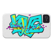 Conception de mot d'AMOUR de graffit de CMYK Coque Case-Mate iPhone 4