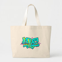 Conception de mot d'AMOUR de graffit de CMYK Sac De Toile