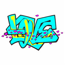 Conception de mot d'AMOUR de graffit de CMYK Photos En Relief