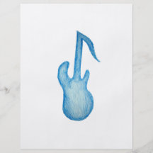 Conception de note bleue de guitare basse dans le  tract personnalisé