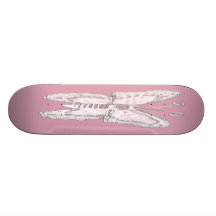 Conception de papillon d'art dans le blanc sur pâl planches à roulettes