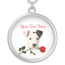 Conception de rose rouge de chiot de Jack Russell  Pendentifs