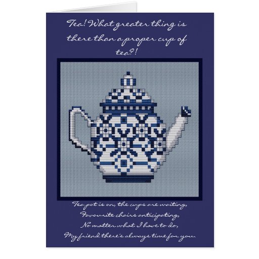 Conception de style de point de croix de THÉ d'AMI Cartes De Vœux