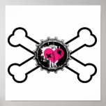 conception d'os croisés de bottlecap de coeur d'em affiches