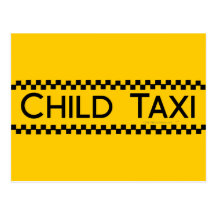 Conception drôle de taxi d'enfant pour conduire de cartes postales