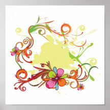 conception florale artsy de vecteur de bonheur posters