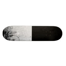 Conception florale grunge - B&W gris-clair Skateboards Personnalisés