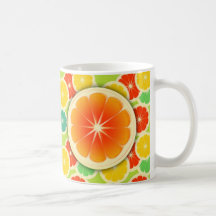 Conception fraîche d'agrumes, coloré mignon tasse