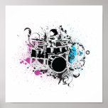 conception géniale de vecteur de batteur posters