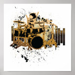 conception grunge de batteur affiche