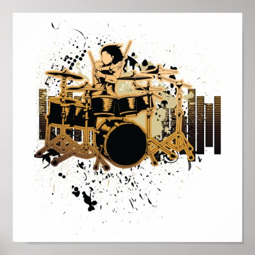 conception grunge de batteur affiche