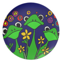 Conception heureuse d'art populaire des grenouille assiette