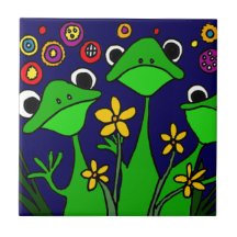 Conception heureuse d'art populaire des grenouille carreau en céramique
