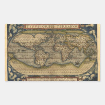 Conception historique du monde d'atlas vintage de  stickers en rectangle