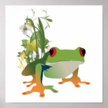 conception tropicale de vecteur de grenouille posters