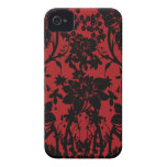 Conception vintage florale rouge et noire de grang coques Case-Mate iPhone 4