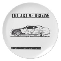 Conduire la voiture de muscle d'art assiette