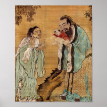Confucius présent Bouddha à Laozi Posters