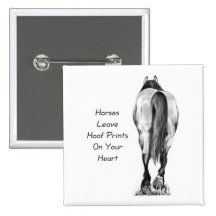 Congé Hoofprints de chevaux sur votre coeur : Art  Pin's Avec Agrafe