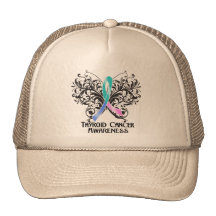 Conscience de cancer de la thyroïde de papillon casquettes