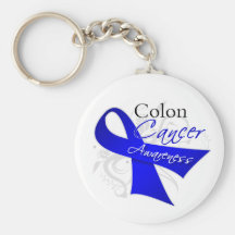Conscience de cancer du colon de ruban d'imprimant porte-clef