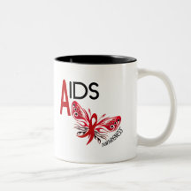 Conscience du papillon 3 du SIDA/HIV Tasse