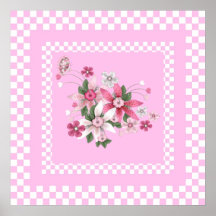Contrôle blanc de rose de style campagnard d'impre posters