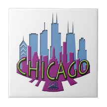 Cool de newwave d'horizon de Chicago Carreaux En Céramique