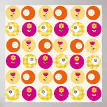 Copie assez rose de point de polka de fleurs de ja posters