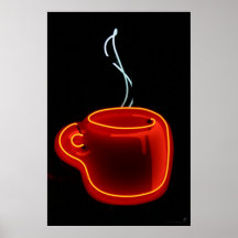 Copie au néon de tasse de café posters