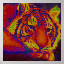 copie au néon de tigre affiche