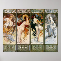 Copie d'Alphonse Mucha de 4 saisons Posters