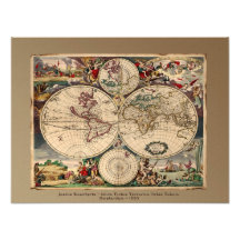 Copie d'art de carte de Vieux Monde Photos Sur Toile