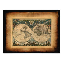 Copie d'art de carte de Vieux Monde Tirages Photo