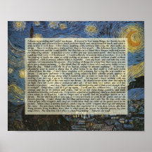 Copie d'artiste des mots de Vincent de nuit étoilé Affiches