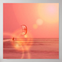 Copie de coucher du soleil de Kiteboarder Affiches