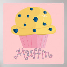 Copie mignonne de petit pain de myrtille de petit  posters