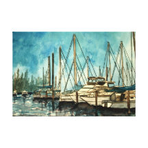 Copie nautique d'art de marina de bateau de la Flo Impressions Sur Toile