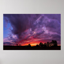 Copie orageuse glorieuse de coucher du soleil affiche